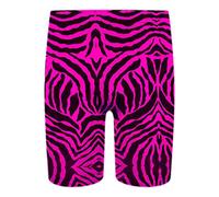 Girls Zebra Print Cycling Shorts Stretchy Dance Gymnastics Sports School Summer Hot Pants Animal Striped Neon Biker Short Pink 7-8 Years