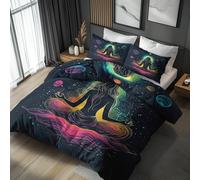 Girls Zen Duvet Cover Sets Double, Star Planet Space Bedding Duvet Cover Set 3 Piece, Girls Zen Bedroom Decor Bed Set&Gift Super Soft Microfibre With 2 Pillowcase, No Comforter LS517