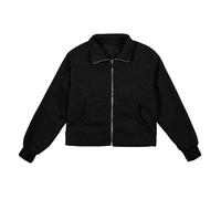 Girls Zip Up Sweatshirt Fashion Casual Pullover Long Sleeve Full Zipper Sweater Warm Fleece Thumb Hole Sweat Tops Stand Collar Lined Jacket with Pockets Kids Preppy Clothes (Black, 7-8 Years)