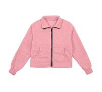 Girls Zip Up Sweatshirt Fashion Casual Pullover Long Sleeve Full Zipper Sweater Warm Fleece Thumb Hole Sweat Tops Stand Collar Lined Jacket with Pockets Kids Preppy Clothes (7-8 Years) Pink