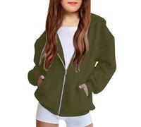 Girls Zipper Hoodies Plain Sweatshirt Hooded Pullover Long Sleeve Warm Fleece PE School Sweat Top Jacket with Pockets Children's Spring Autumn Clothes for Age 3-14 Years (Bronze, 11-12 Years)
