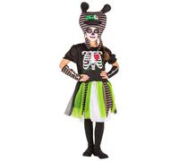 Girls Zombie Skeleton Costume Halloween Fancy Dress Outfit Monster Kids Children