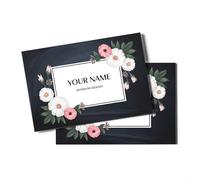 GIRLSIGHT Interior Design Business Card - Elegant with Flowers and Slate Background, Perfect for Interior Designers and Decorators, White with Pink and Purple Floral Patterns, Standard, Floral