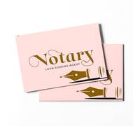GIRLSIGHT Notary Business Card - Stylish Design with Fountain Pen, Perfect for Loan Signing Agents, Customizable and Professional, White with Pink and Purple Floral Patterns, Standard, Floral