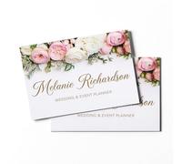 GIRLSIGHT Wedding & Event Planning Business Card - Elegant Floral Design, Perfect for Wedding Planners and Event Planners, White with Pink and Purple Floral Patterns, Standard, Floral Professional
