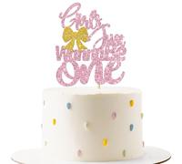 GirlsJust Wanna Be One Cake Cake Topper - Gender Reveal Party Cake Supplies - Baby Shower - Girl 1st Birthday Party Decoration - Pink Glitter