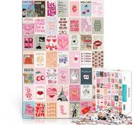 Girly aesthetic stitching poster1000 Piece Jigsaws for teenagers Puzzle Brain Teaser Every Piece is Unique - Challenging Family Fun Game 38x26cm