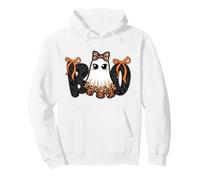 Girly Boo Ghost Halloween Coquette Bow Black Lace Leopard Pullover Hoodie