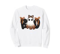 Girly Boo Ghost Halloween Coquette Bow Black Lace Leopard Sweatshirt