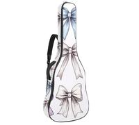 Girly Bows and Colorful Ribbons Guitar Bag, Padded Acoustic Guitar Case Backpack with Adjustable Shoulder Strap Pockets