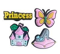 Girly Clog Charms Pack - Cute Pink, Princess, Heart, Rainbow, Unicorn & Summer Designs for Women & Girls - Shoe Charms Set for Clogs 8, 9pcs (Princess 4pcs)