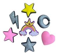 Girly Clog Charms Pack - Cute Pink, Princess, Heart, Rainbow, Unicorn & Summer Designs for Women & Girls - Shoe Charms Set for Clogs 8, 9pcs (Rainbow 7 Pack)