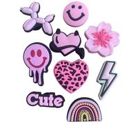 Girly Clog Charms Pack - Cute Pink, Princess, Heart, Rainbow, Unicorn & Summer Designs for Women & Girls - Shoe Charms Set for Clogs 8, 9pcs (Women 9 Pack)