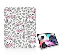 Girly Cute Cheetah Cub Bow for iPad Air 11 Inch Case M3 2025 7th /M2 2024 6th Gen,[Pencil Holder+Auto Sleep/Wake],Slim Stand Soft Leather TPU Back Smart Cover,White