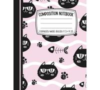 Girly Cute Composition Notebook 110 Pages Matte Cover: Kawaii Black Cats on Pink Notebook Wide Ruled 7.5"×9.25" Cute Back to School Journal for Girls: (Lined Pages for Writing, Journaling & Notes)