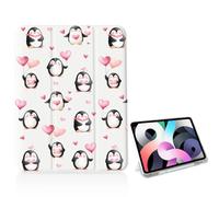Girly Cute Pink Love Penguin for iPad A16 11th 11 Inch 2025/iPad 10th Gen 10.9 Inch 2022 Case,[Pencil Holder+Auto Sleep/Wake],Slim Stand Soft Leather TPU Back Smart Cover,White