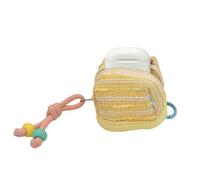 Girly Girl Women Earphone Case Cover for AirPods 4, Creative Multifunction Luxury Elegant Keychain Storage Case for AirPods 1/2/3/4/ Pro/Pro2/Pro 3, Clothes Art Coin Purse Cable Organizer Bag-Yellow