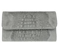 Girly HandBags Croc Suede Clutch Bag Italian Leather - Light Grey(Size: W 26, H 15, D 3 cm (W 10.5, H 6, D 1.5 inches))