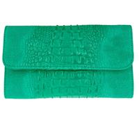 Girly HandBags Croc Suede Clutch Bag Italian Leather - Turquoise(Size: W 26, H 15, D 3 cm (W 10.5, H 6, D 1.5 inches))