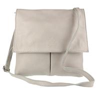 Girly HandBags Double Pocket Italian Leather Messenger Bag - Light Grey(Size: W 25, H 25, D 2 cm (W10, H 10, D 1 inches))
