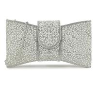 Girly Handbags Embellished Bow-Shaped Evening Clutch Purse - Pearl Handbag with Chain Strap for Weddings, Parties & Formal Events Medium Silver