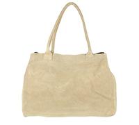 Girly HandBags Expandable Italian Suede Leather Shoulder Bag (Beige)(Size: W 40, H 32, D 18 (W 15.5, H 12.5, D 7 inches))