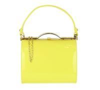 Girly Handbags Glossy Patent Faux Leather Clutch Bag Handle Closure Evening Handbag Medium Lemon