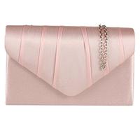 Girly Handbags Womens Beautiful Satin Elegant Pleated Clutch Bag Shoulder Bag Vintage Wedding Party Evening - Pink Nude