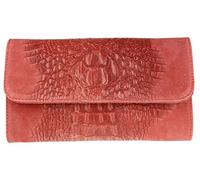 Girly Handbags Womens Croc Suede Clutch Bag Italian Leather - Coral