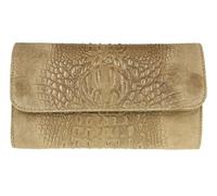 Girly Handbags Womens Croc Suede Clutch Bag Italian Leather - Khaki