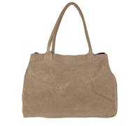 Girly Handbags Womens Expandable Italian Suede Leather Shoulder Bag - Khaki