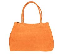 Girly Handbags Womens Expandable Italian Suede Leather Shoulder Bag (Orange)