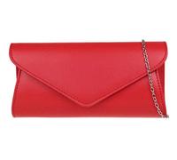 Girly Handbags Womens Faux Leather Envelope Clutch Bag with Chain Strap Classic Evening Handbag for Party, Wedding Guest & Night Out, Small Shoulder Crossbody Bag - Red