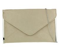 Girly Handbags Womens Faux Suede Clutch Bag Envelope Plain Sides Frame Wedding Prom - Nude