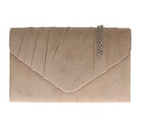Girly Handbags Womens Faux Suede Clutch Bag Pleated Design Evening Party Nude