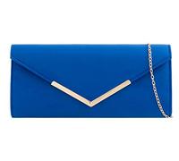 Girly Handbags Womens Faux Suede Envelope Clutch Bag with Chain Strap Elegant Evening Handbag for Wedding Guest, Bridesmaid, Prom & Party, Small Shoulder Crossbody Bag- Royal Blue