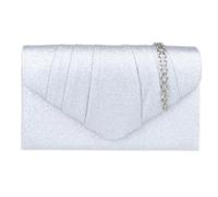 Girly Handbags Womens Faux Suede Pleated Clutch Bag Small Silver