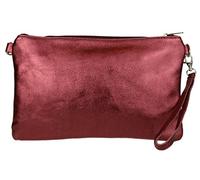 Girly Handbags Womens Genuine Italian Metallic Leather Clutch Bag (Burgundy)