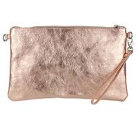Girly Handbags Womens Genuine Italian Metallic Leather Clutch Bag (Champagne)