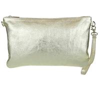Girly Handbags Womens Genuine Italian Metallic Leather Clutch Bag - Light Gold