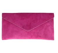 Girly Handbags Womens Genuine Italian Suede Leather Envelope Clutch Bag Wedding Purse Handbag Crossbody Bag Large Fuchsia