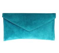 Girly Handbags Womens Genuine Italian Suede Leather Envelope Clutch Bag Wedding Purse Handbag Crossbody Bag Large Turquoise