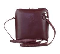 Girly Handbags Womens Genuine Leather Rigid Cross Body Shoulder Bag Real Italian - Dark Red