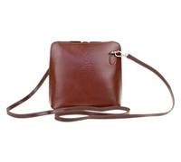 Girly Handbags Womens Genuine Leather Rigid Cross Body Shoulder Bag Real Italian - Dark Tan