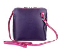 Girly Handbags Womens Genuine Leather Rigid Cross Body Shoulder Bag Real Italian - Purple Rose