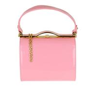 Girly Handbags Womens Glossy Patent Faux Leather Clutch Bag Handle Closure Evening Handbag Medium Pink