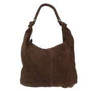 Girly Handbags Womens Hobo Italian Suede Leather Shoulder Bag (Coffee)