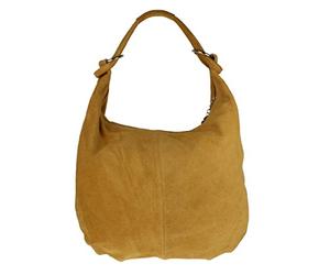 Girly Handbags Womens Hobo Italian Suede Leather Shoulder Bag - Tan