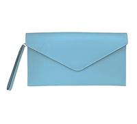 Girly Handbags Womens Italian Genuine Leather Envelope Clutch Bag (Light Blue)