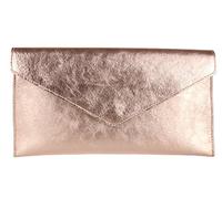 Girly Handbags Womens Italian Suede Leather Envelope Clutch Bag Champagne